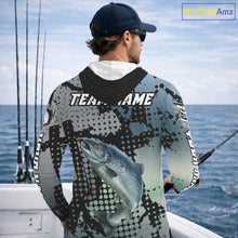 Load image into Gallery viewer, Chinook Salmon Hooded Fishing Shirt Gray Camo Custom Name, Chinook Salmon Fishing Team Jerseys NHT478