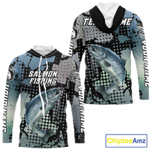 Load image into Gallery viewer, Chinook Salmon Hooded Fishing Shirt Gray Camo Custom Name, Chinook Salmon Fishing Team Jerseys NHT478