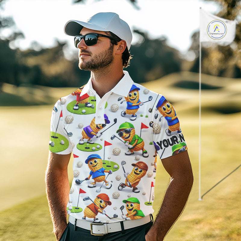 Peanut Golf Polo Shirt For Men, Funny Peanut Golf Shirt Cool Golf Apparel NHT563