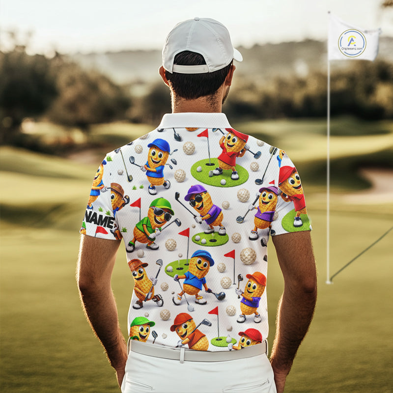 Peanut Golf Polo Shirt For Men, Funny Peanut Golf Shirt Cool Golf Apparel NHT563