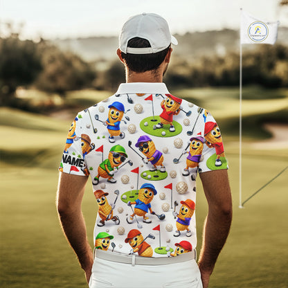Peanut Golf Polo Shirt For Men, Funny Peanut Golf Shirt Cool Golf Apparel NHT563