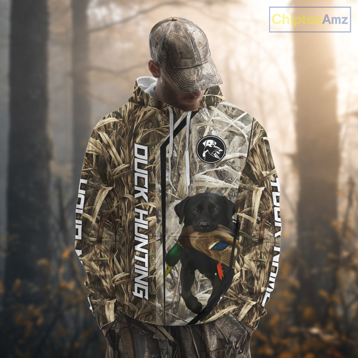 Black Lab Retriever Mallard Duck Hunting Camo Shirt – Perfect Gift for Hunters NHT240