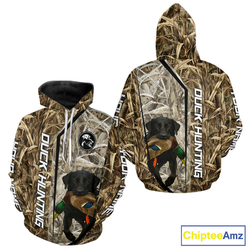 Black Lab Retriever Mallard Duck Hunting Camo Shirt – Perfect Gift for Hunters NHT240