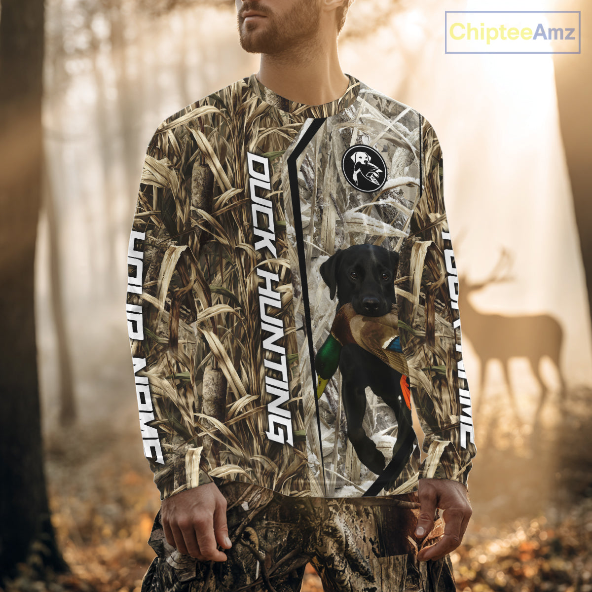 Black Lab Retriever Mallard Duck Hunting Camo Shirt – Perfect Gift for Hunters NHT240