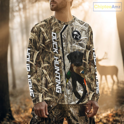 Black Lab Retriever Mallard Duck Hunting Camo Shirt – Perfect Gift for Hunters NHT240