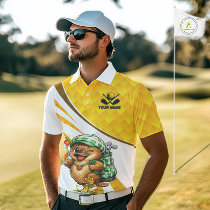 Funny Platypus Golf Polo Shirt For Men, Golf Course Summer Outfit, Sporty Animal Golf Gift NHT573