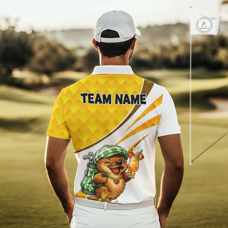 Funny Platypus Golf Polo Shirt For Men, Golf Course Summer Outfit, Sporty Animal Golf Gift NHT573