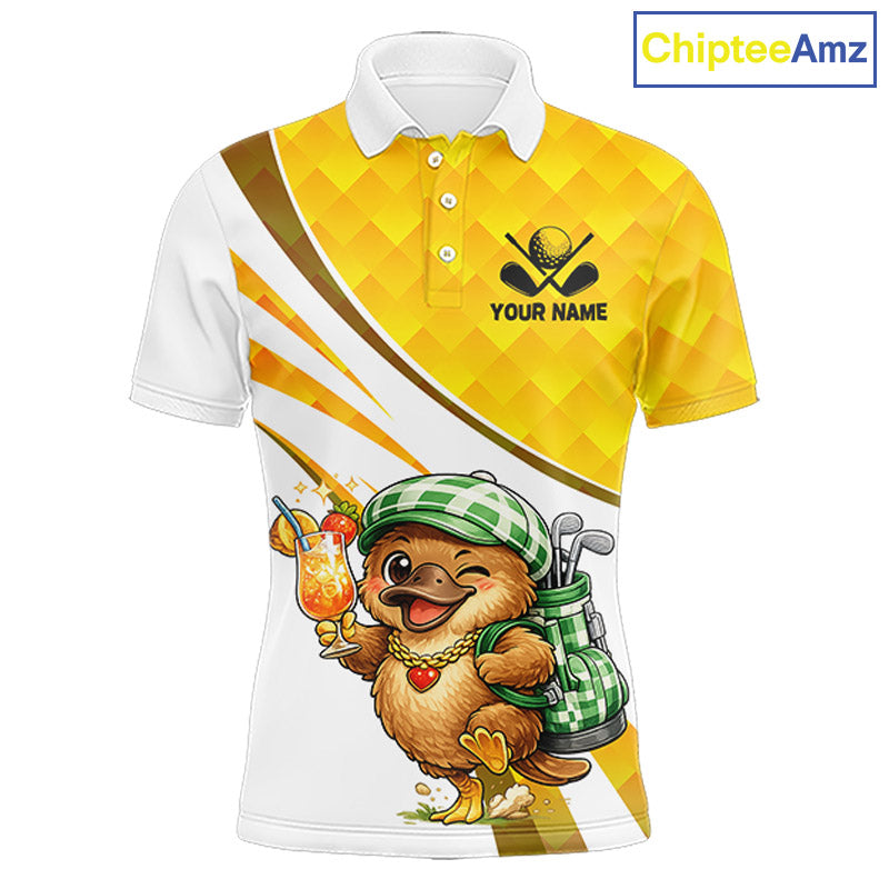Funny Platypus Golf Polo Shirt For Men, Golf Course Summer Outfit, Sporty Animal Golf Gift NHT573