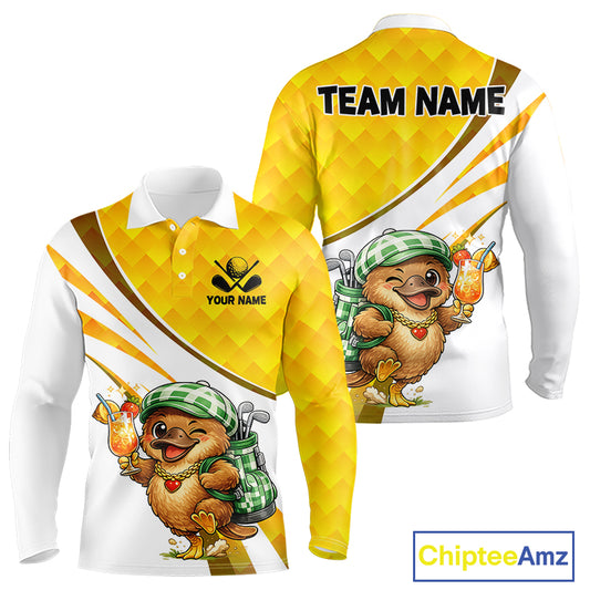 Funny Platypus Golf Polo Shirt For Men, Golf Course Summer Outfit, Sporty Animal Golf Gift NHT573