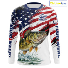 Load image into Gallery viewer, Personalized Patriotic Walleye Fishing Shirts Long Sleeve , American Flag Fishing Jerseys For Men NHT774
