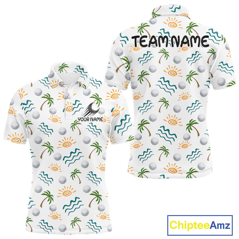 Personalized Tropical Palm Trees Mens Golf Polo Shirts Summers Team Golf Clothes NHT778