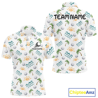 Personalized Tropical Palm Trees Mens Golf Polo Shirts Summers Team Golf Clothes NHT778