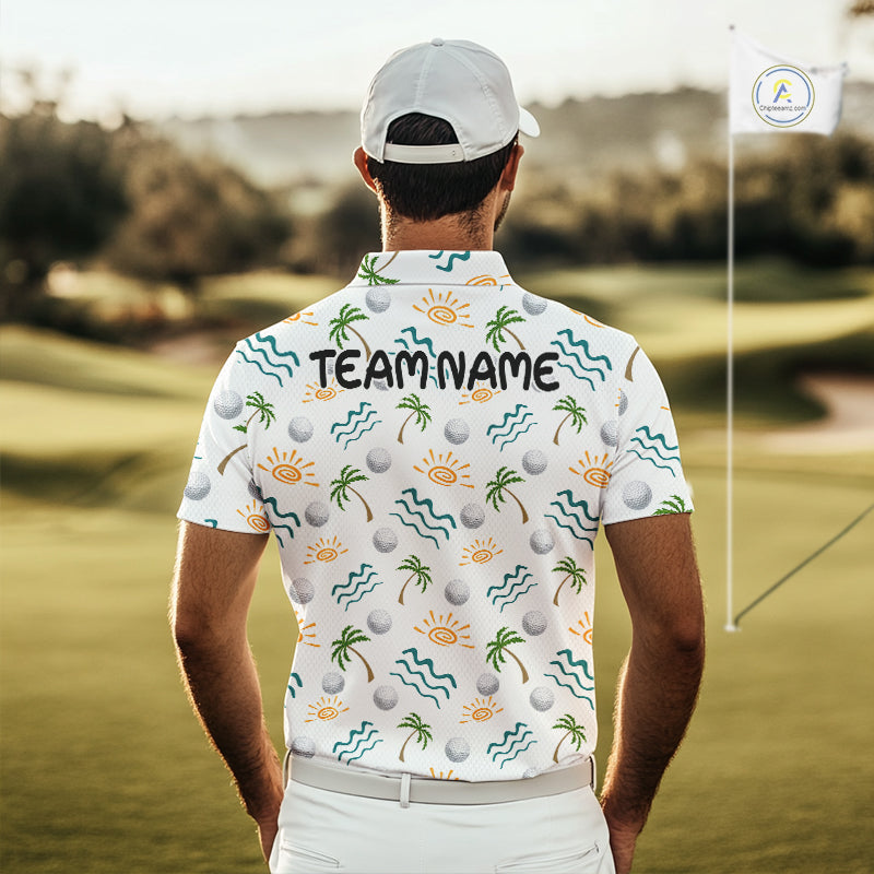 Personalized Tropical Palm Trees Mens Golf Polo Shirts Summers Team Golf Clothes NHT778