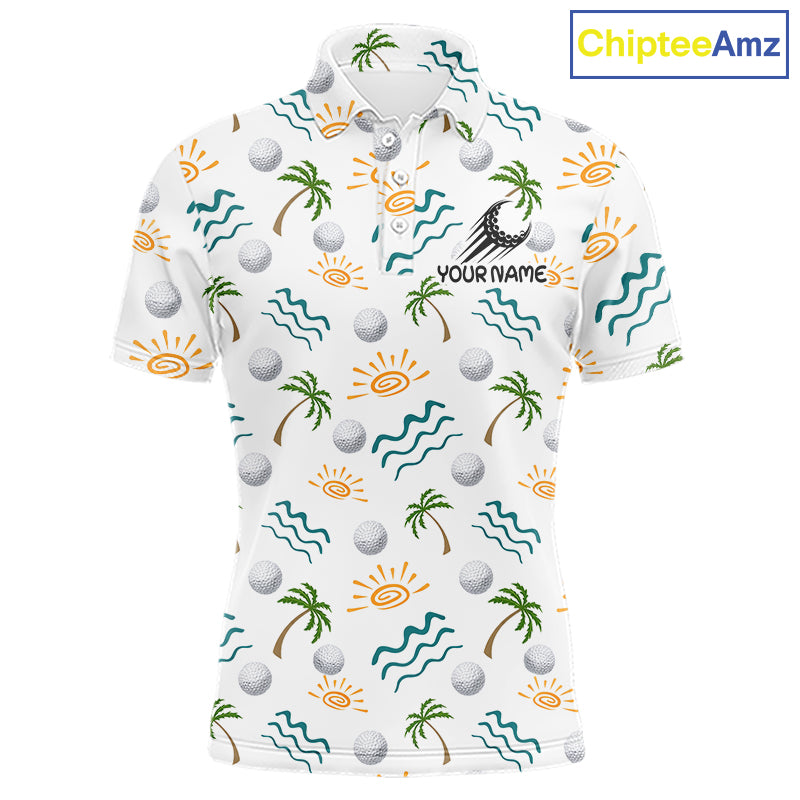Personalized Tropical Palm Trees Mens Golf Polo Shirts Summers Team Golf Clothes NHT778