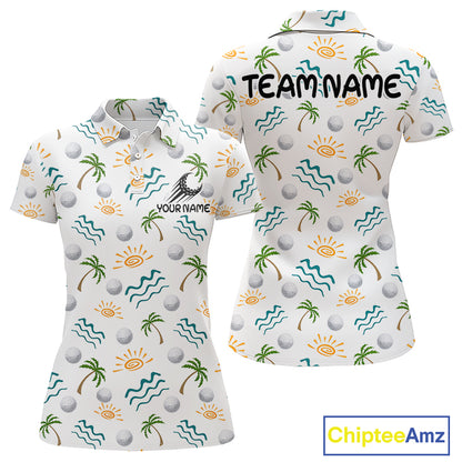 Personalized Tropical Palm Trees Womens Golf Polo Shirts Summers Team Golf Clothes NHT778