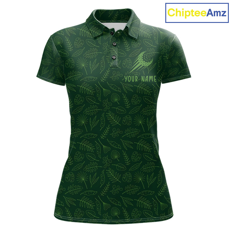 Personalized Green Leaf Golf Polo Shirt For Women