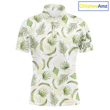 Load image into Gallery viewer, Green tropical men golf polo shirt custom team white golf shirt for golfer