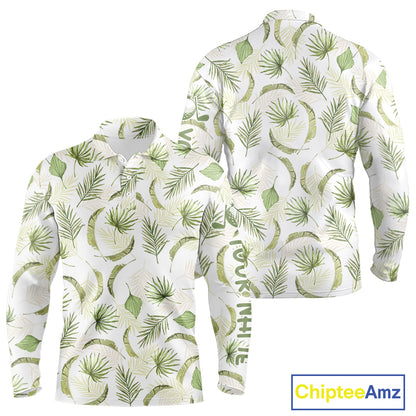 Green tropical men golf polo shirt custom team white golf shirt for golfer