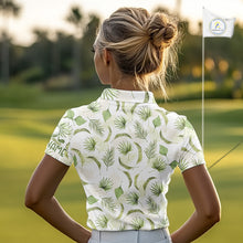 Load image into Gallery viewer, Green Tropical Womens Golf Polo Shirts Custom Team White Golf Shirt For Golfer NHT942