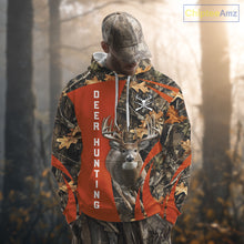 Load image into Gallery viewer, Deer Hunting 3D All Over Printed Orange Autumn Leaves Camo Shirts, Best Hunting Shirt NHT312