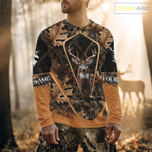 Load image into Gallery viewer, Personalized Whitetail Deer Hunting 3D All Over Printed Hoodie Brown Autumn Leaves Camo NHT314