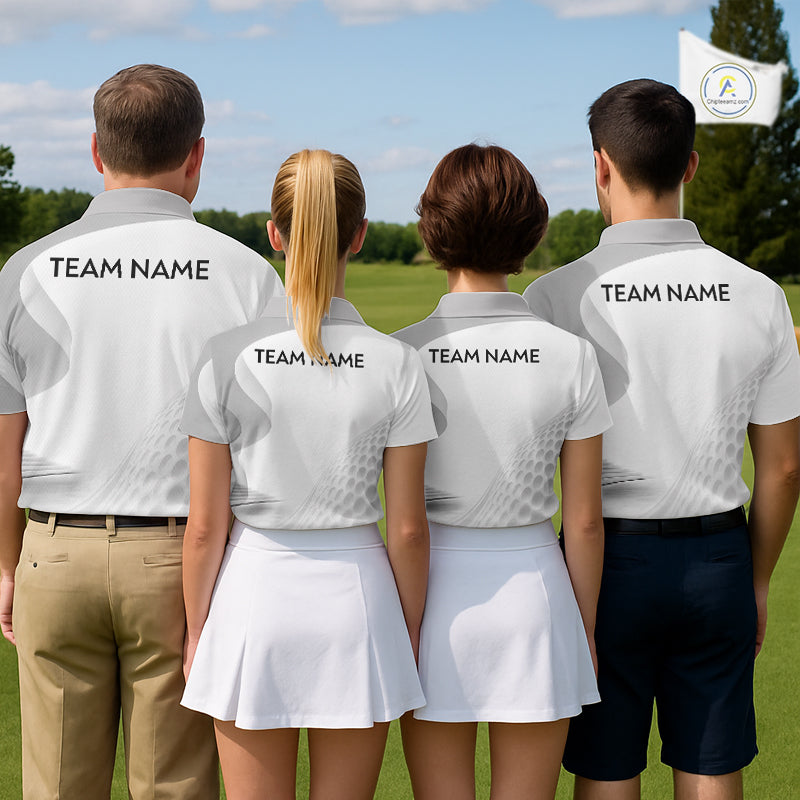 Personalized Golf Ball Polo Shirt Gray Golf Pattern Custom Name Golf Polo For Men NHT950