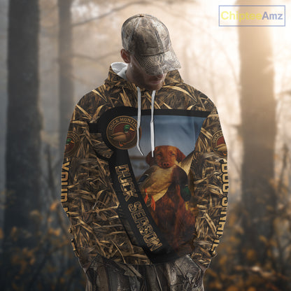 Duck Hunting Shirt Custom Name with Vizsla Dog Camo Hunting Clothes For Hunters NHT153