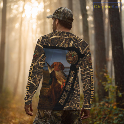 Duck Hunting Shirt Custom Name with Vizsla Dog Camo Hunting Clothes For Hunters NHT153