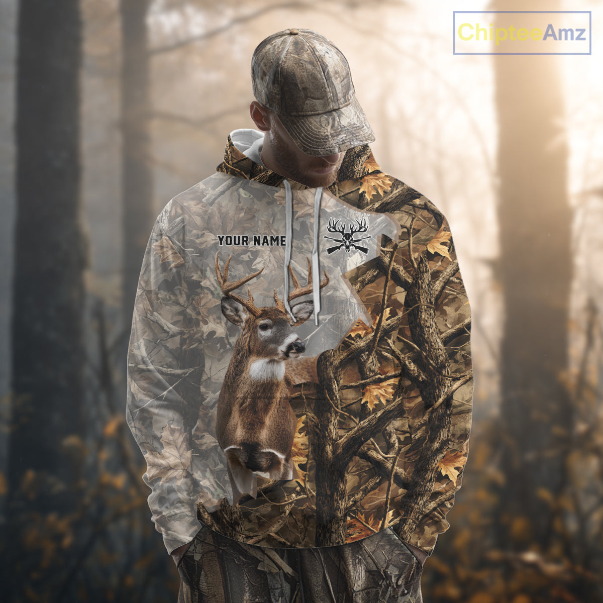 Beautiful Deer Hunting 3D Shirt All-Over Print with Deer Buck, Camouflage For Deer Hunters NHT248