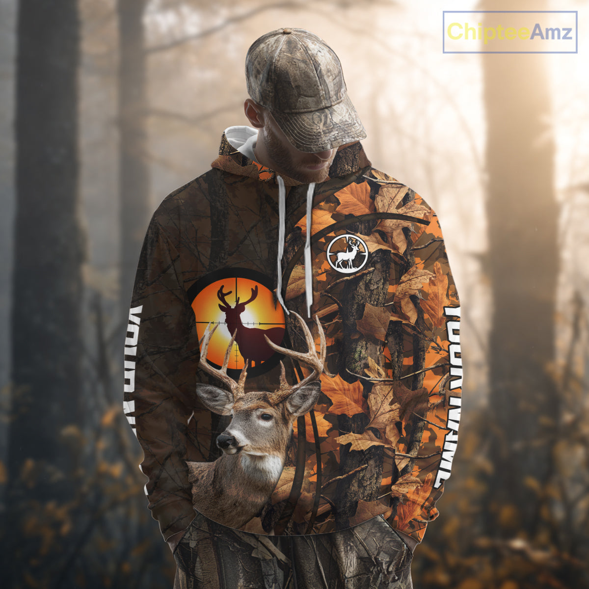 Whitetail Deer Hunting Orange Camo 3D All-Over Printed Shirt, Custom Name Hunting Shirt NHT251