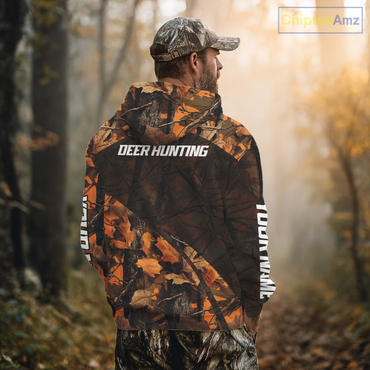 Whitetail Deer Hunting Orange Camo 3D All-Over Printed Shirt, Custom Name Hunting Shirt NHT251