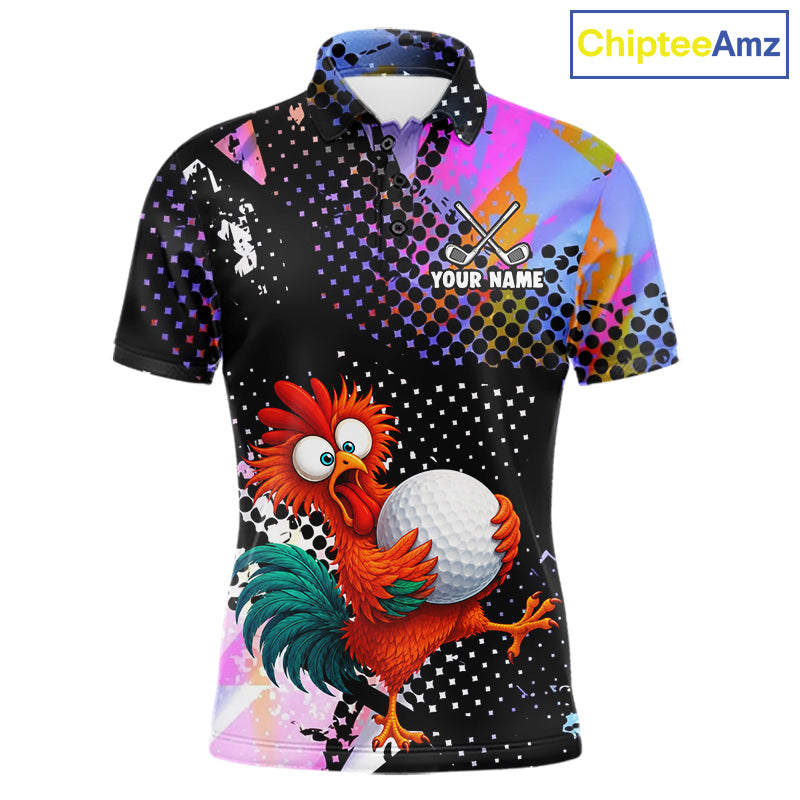 Custom Team Name Crazy Rooster Golf Polo Shirt Personalized Men Performance Golf Jersey
