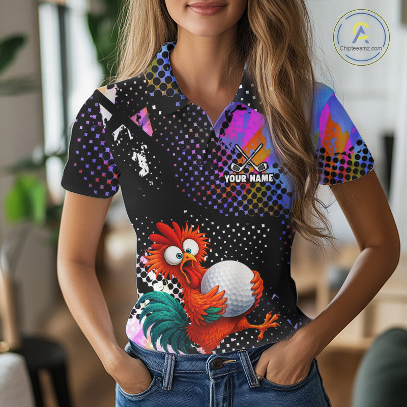 Custom Team Name Crazy Rooster Golf Polo Shirt Personalized Womens Performance Golf Jersey NHT952