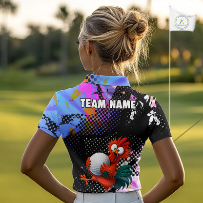 Custom Team Name Crazy Rooster Golf Polo Shirt Personalized Womens Performance Golf Jersey NHT952