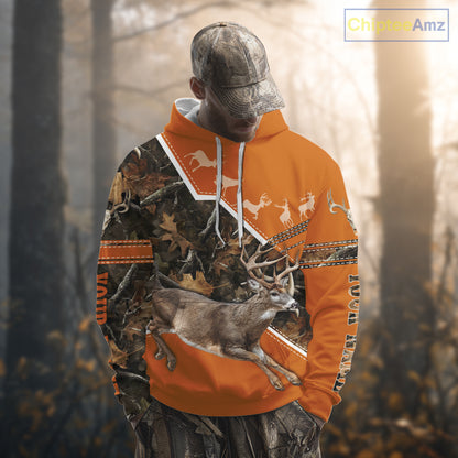 Deer Hunting Big Game Orange Camo Forest Custom Name 3D All Over Print Shirts, Hunting Shirt NHT158