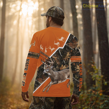 Deer Hunting Big Game Orange Camo Forest Custom Name 3D All Over Print Shirts, Hunting Shirt NHT158