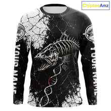 Load image into Gallery viewer, Skeleton Fish Long Sleeve Shirt DNA Helix Graphic Fishing Lover 3D Print Angler Gift Apparel For Men 