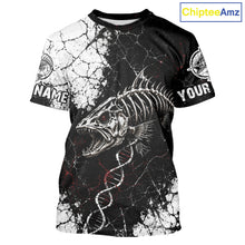 Load image into Gallery viewer, Skeleton Fish Fishing T - Shirt DNA Helix Graphic Fishing Lover 3D Print Angler Gift Apparel 