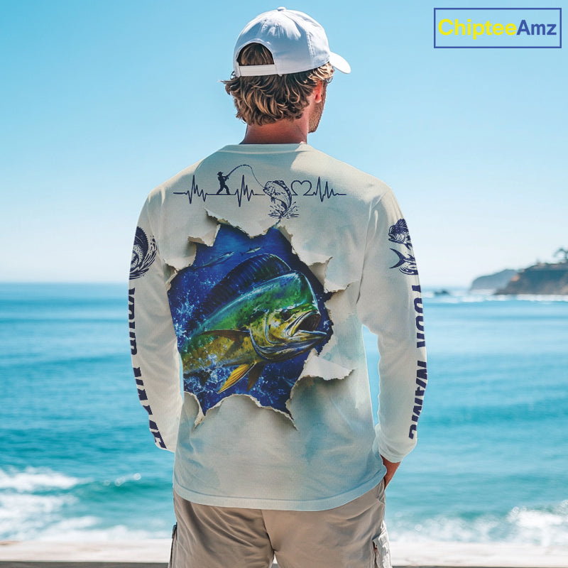 Mahi Mahi Fishing Long Sleeve Shirt 3D Ocean Fish Graphic Angler Gift For Fishing Lovers For Men The Brand ChipteeAmz