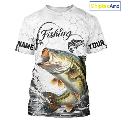 Custom Name Bass Fishing T - Shirt Performance, Bass Gift For Men 