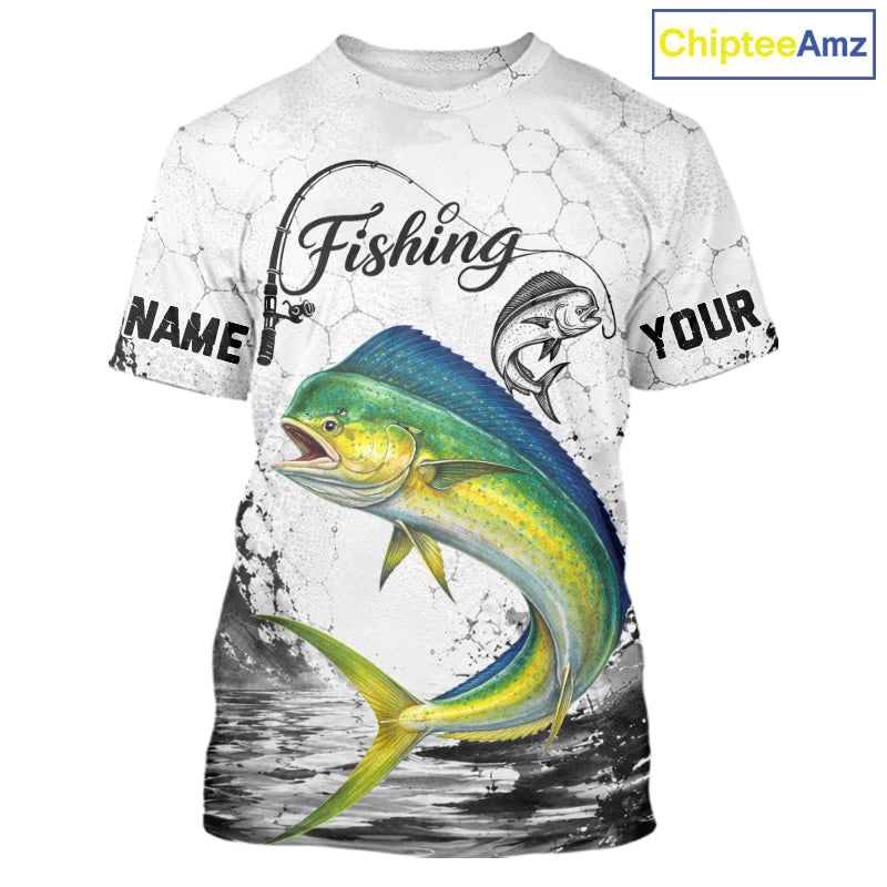Custom Name Mahi Mahi Fishing T - Shirt Performance, Dolphin Gift For Men 