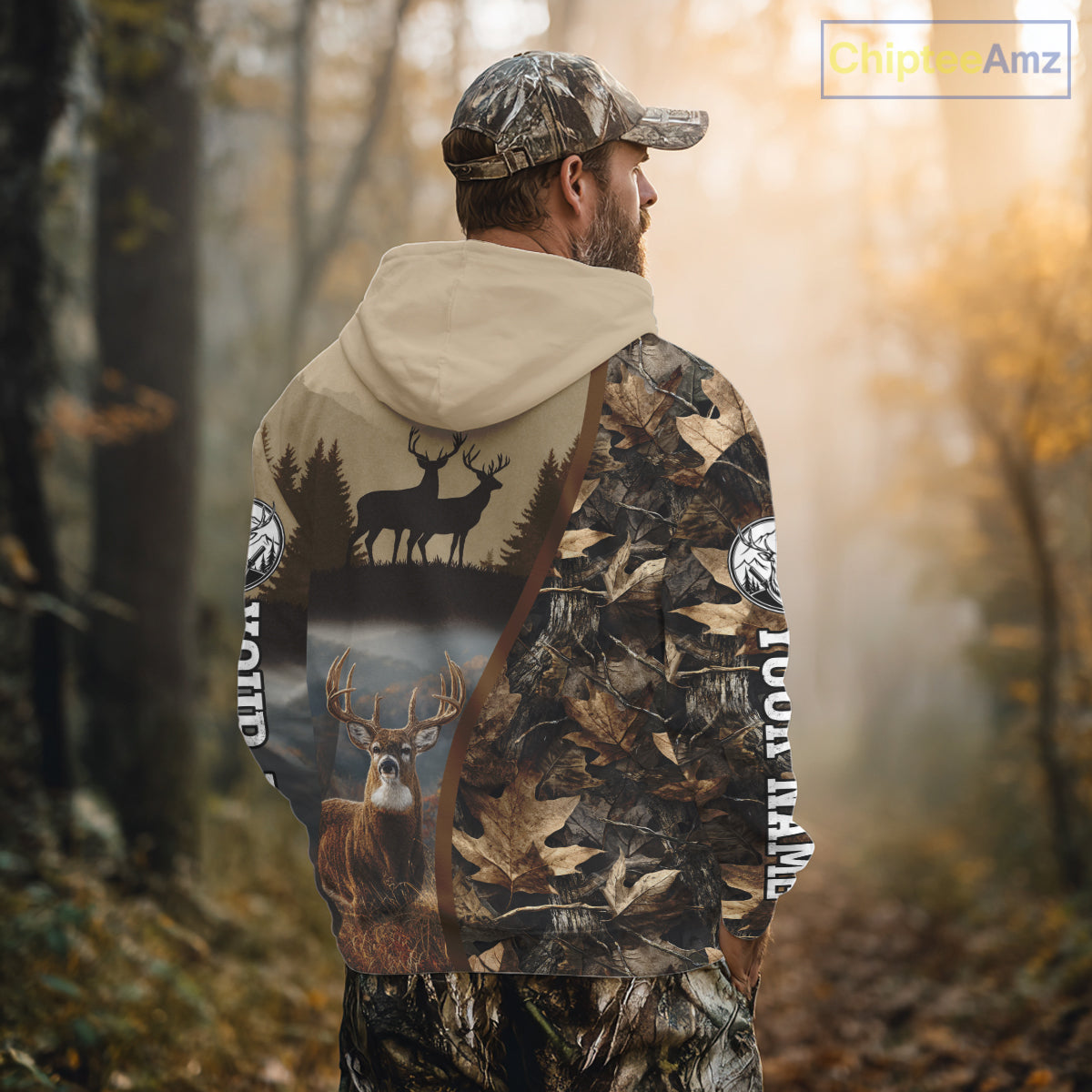 Personalized Deer Hunting 3D All Over Printed Shirts Custom Deer And Mountain Camo Shirt NHT254