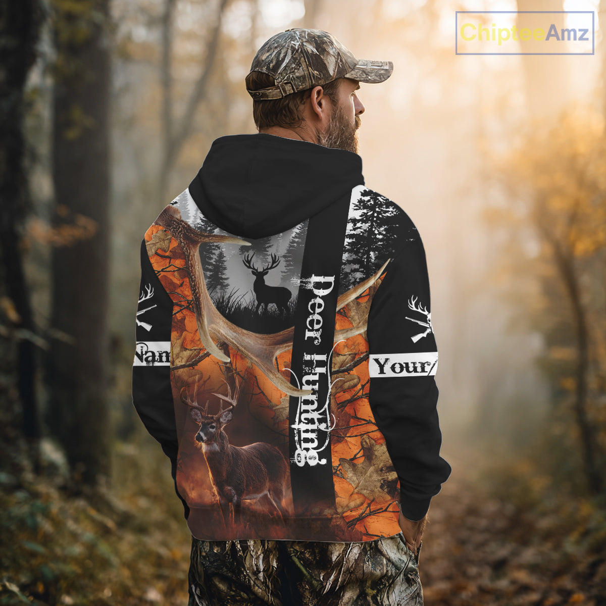 Deer Hunting Camo Custom Name 3D All Over Print Orange Black Best Hunting Clothes For Season NHT256