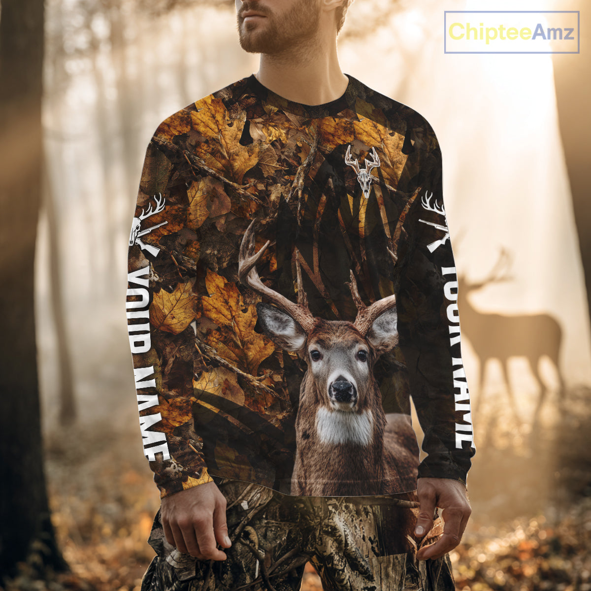 Whitetail Deer Hunting Custom Name Camo Shirt, Personalized Deer Hunting Clothing NHT257