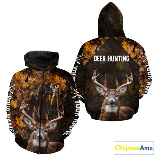 Whitetail Deer Hunting Custom Name Camo Shirt, Personalized Deer Hunting Clothing NHT257