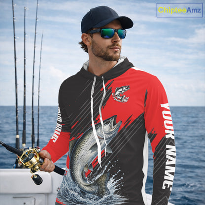 Hooded Chinook Salmon Fishing Long Sleeve Tournament Shirts, Personalized Salmon Fishing Jerseys NHT587