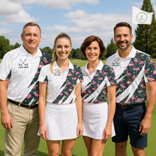 Load image into Gallery viewer, Flamingo Mens Golf Polo Shirts, Colorful Tropical Flamingo Pattern, Tropical Golf Shirt NHT590