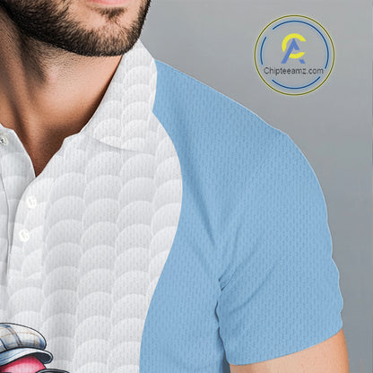 Blue Funny Flamingo Polo Shirt, Golf Polo Shirts Custom Name, Flamingo Golf Shirts For Men NHT594