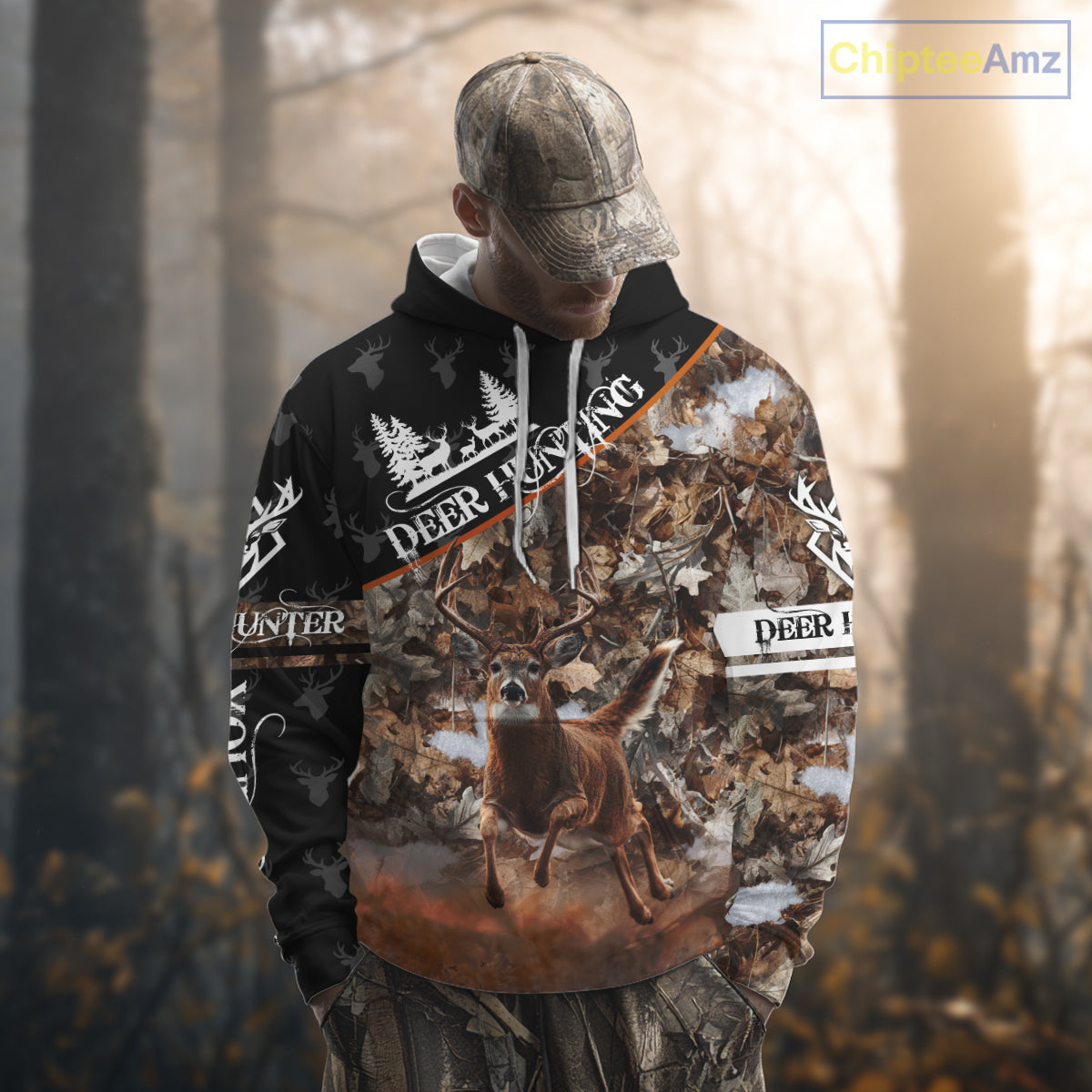 Best Whitetail Deer Hunting Shirt Black Brown Forest Camo 3D All Over Print For Deer Hunters NHT55