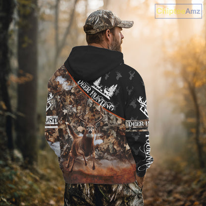 Best Whitetail Deer Hunting Shirt Black Brown Forest Camo 3D All Over Print For Deer Hunters NHT55